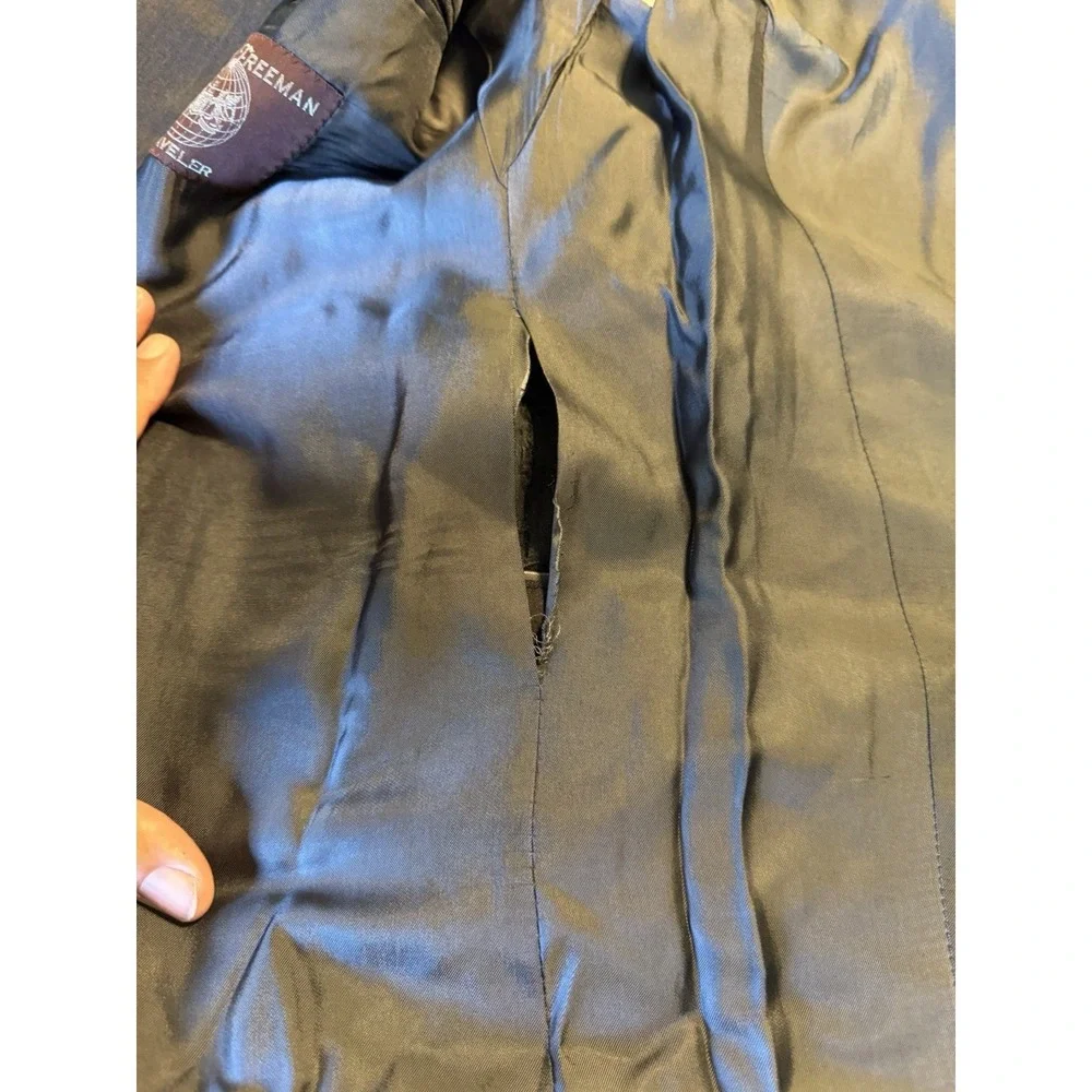Hickey Freeman Men's Suit Traveler 100% Worsted wool Gray 50L Made In USA